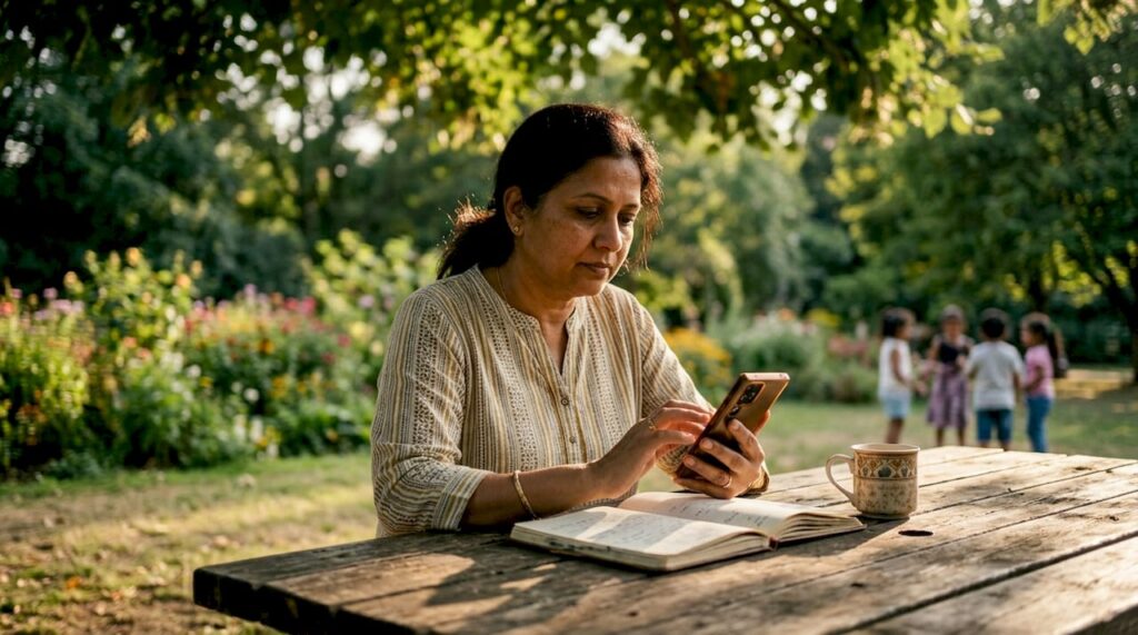 Local business owner checking local search on phone