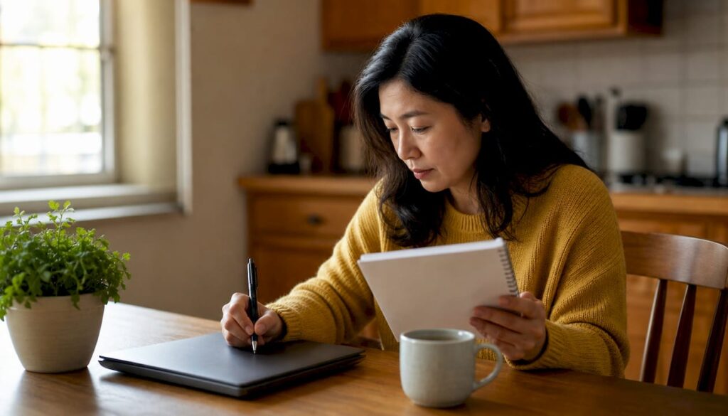 Woman working on local business website